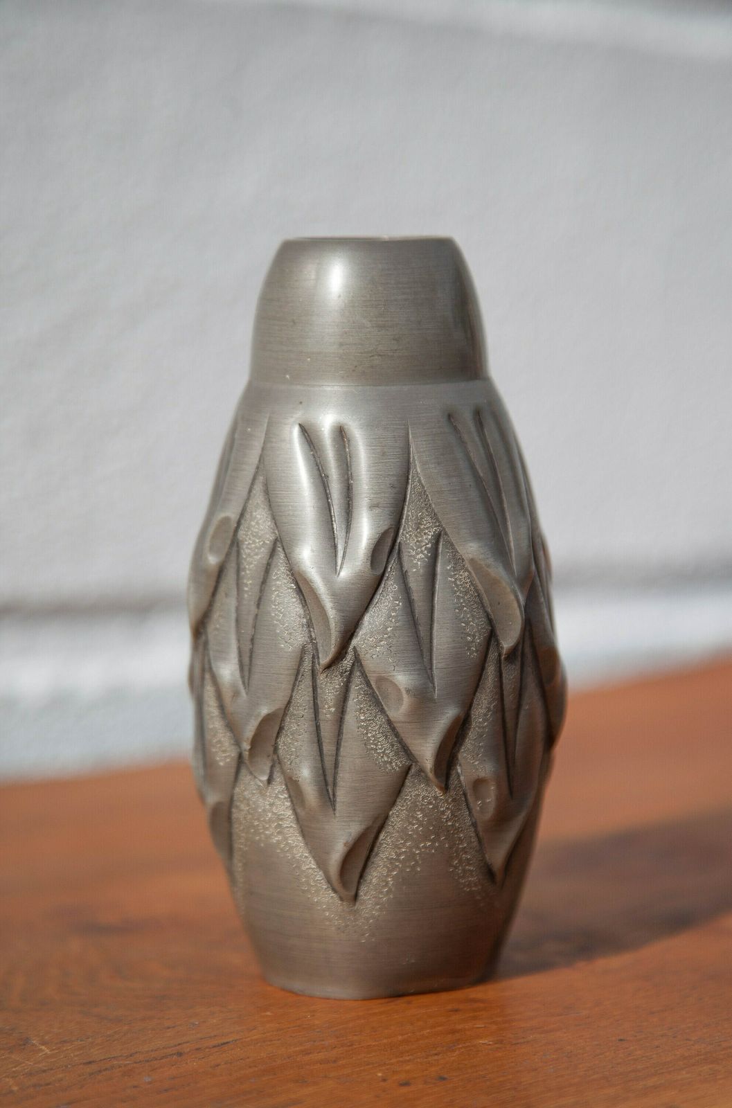 Tinplate Vase Signed Cortesi, Guaranteed Tinplate, Art Nouveau Vase, Small Ogive Shaped Vase, Collection, Pewter Vase photo Home Decor