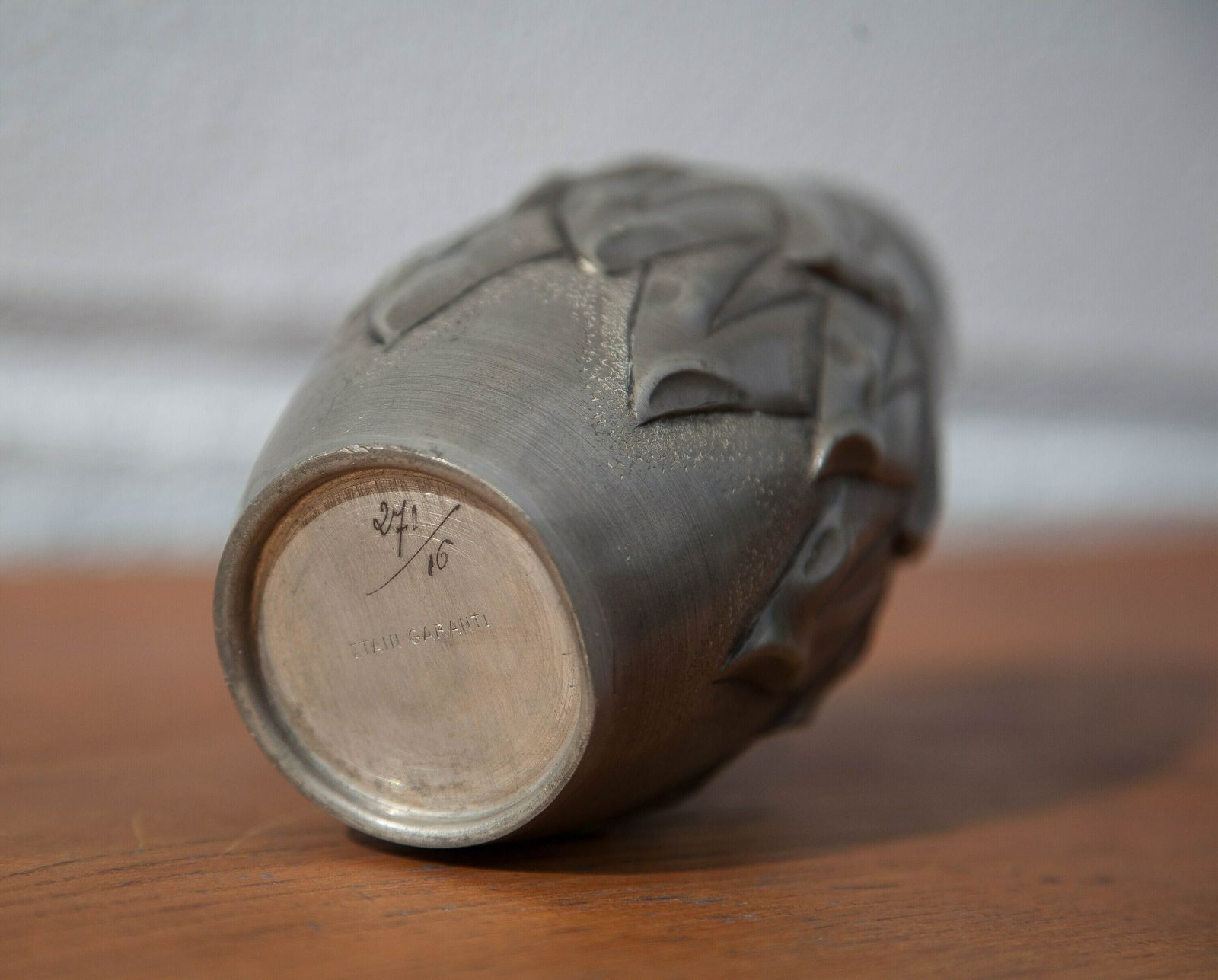 Tinplate Vase Signed Cortesi, Guaranteed Tinplate, Art Nouveau Vase, Small Ogive Shaped Vase, Collection, Pewter Vase photo vinterior