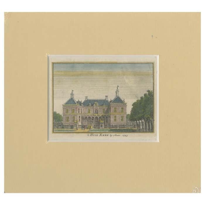 Old Print Of The Former Castle 'De Ehze', Near Almen In The Netherlands, C.1750