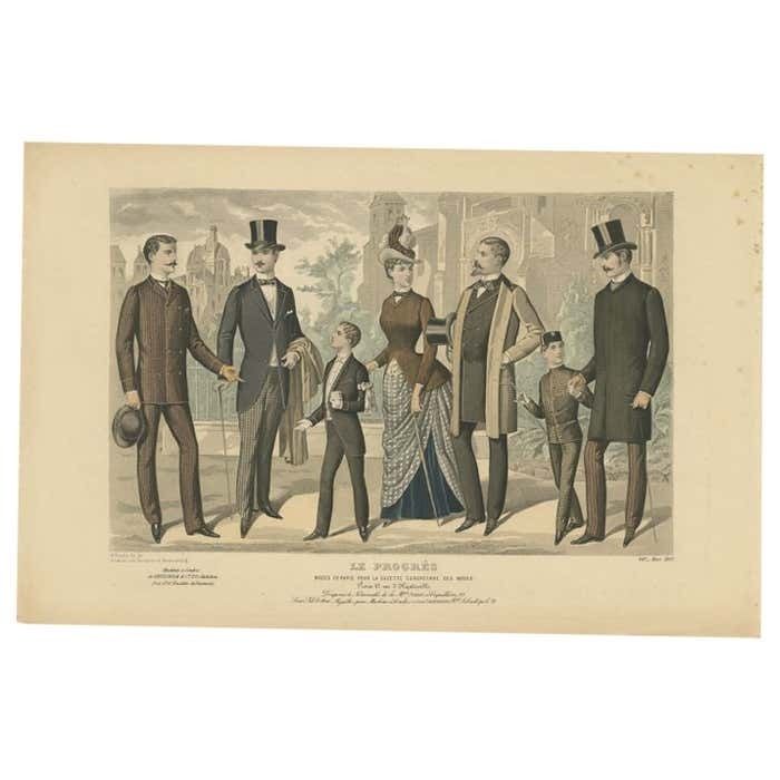 Antique Fashion Print, 1887, 1800s