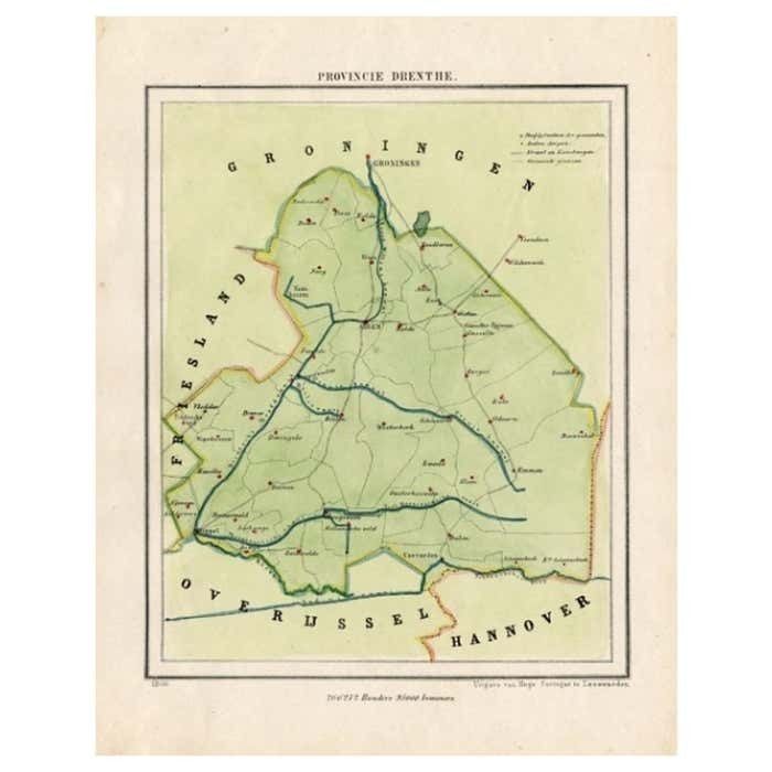 Antique Map Of The Province Of Drenthe In The Northern Netherlands, 1865