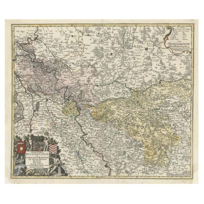 Antique Map Of Present Day North Rhine Westphalia, Germany