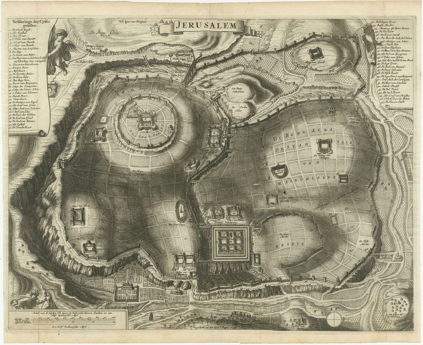 Antique Plan Of The City Of Jerusalem photo for sale