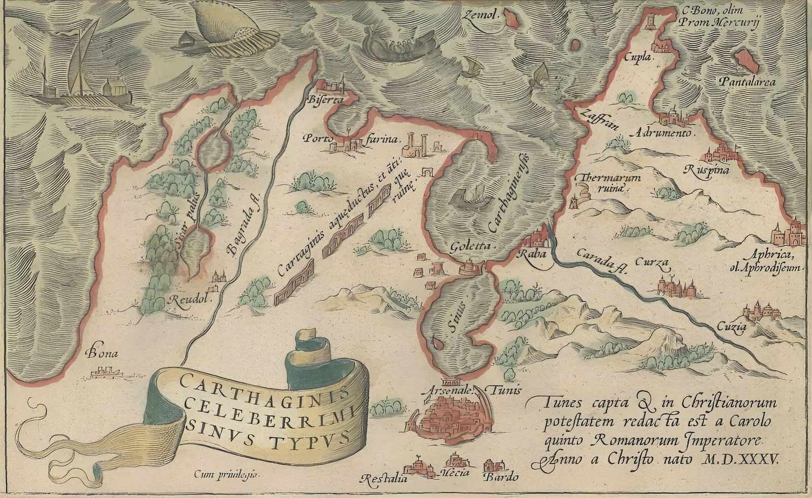 Antique Map Of Turkey, Egypt And Ancient Carthage (Tunis), Published In 1572 photo Art