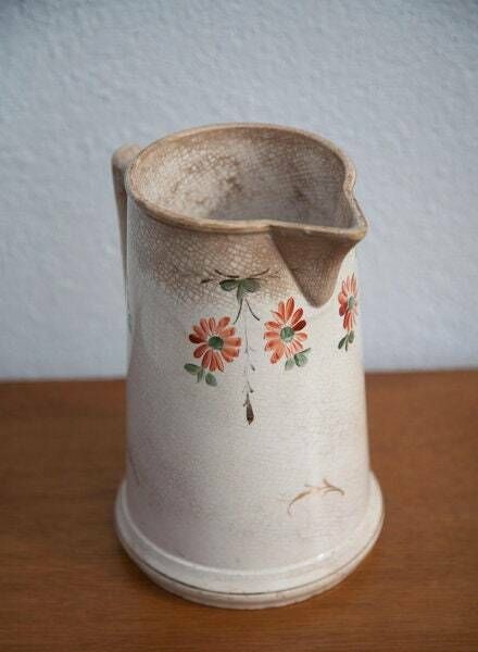 Pitcher In Opaque Porcelain Gien With Floral Motifs Vase photo Home Decor