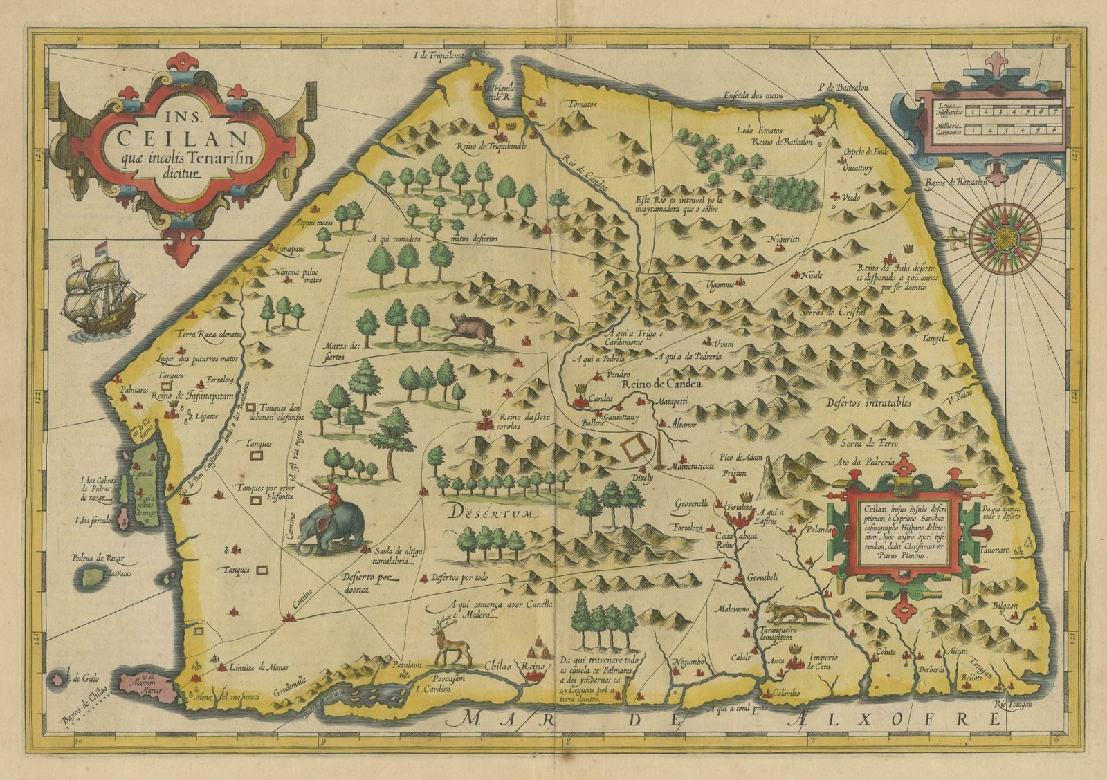Antique Map Of Sri Lanka With An Unusual Five Sided Shape photo for sale