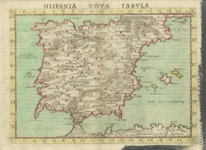 Antique Map Of Spain Including The Balearic Islands photo for sale