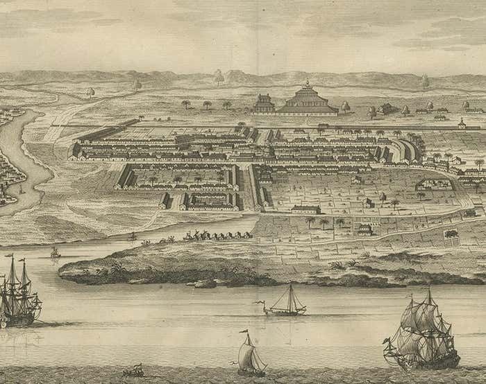 Antique Bird's Eye View Atjien Or Atjeh In Aceh In Northern Sumatra, Indonesia photo for sale