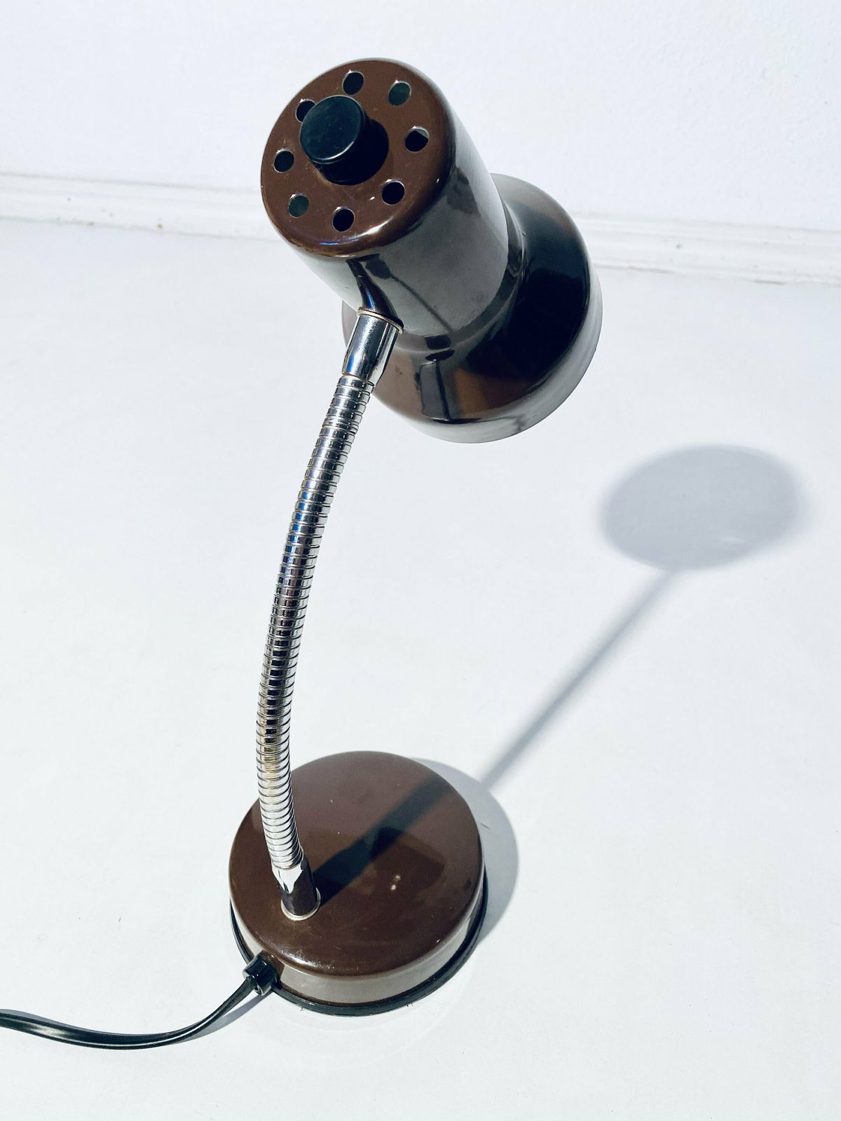 Veneta Lumi Brown Metal Table Lamp Space Age / Vintage Decor 1970s photo 119.0