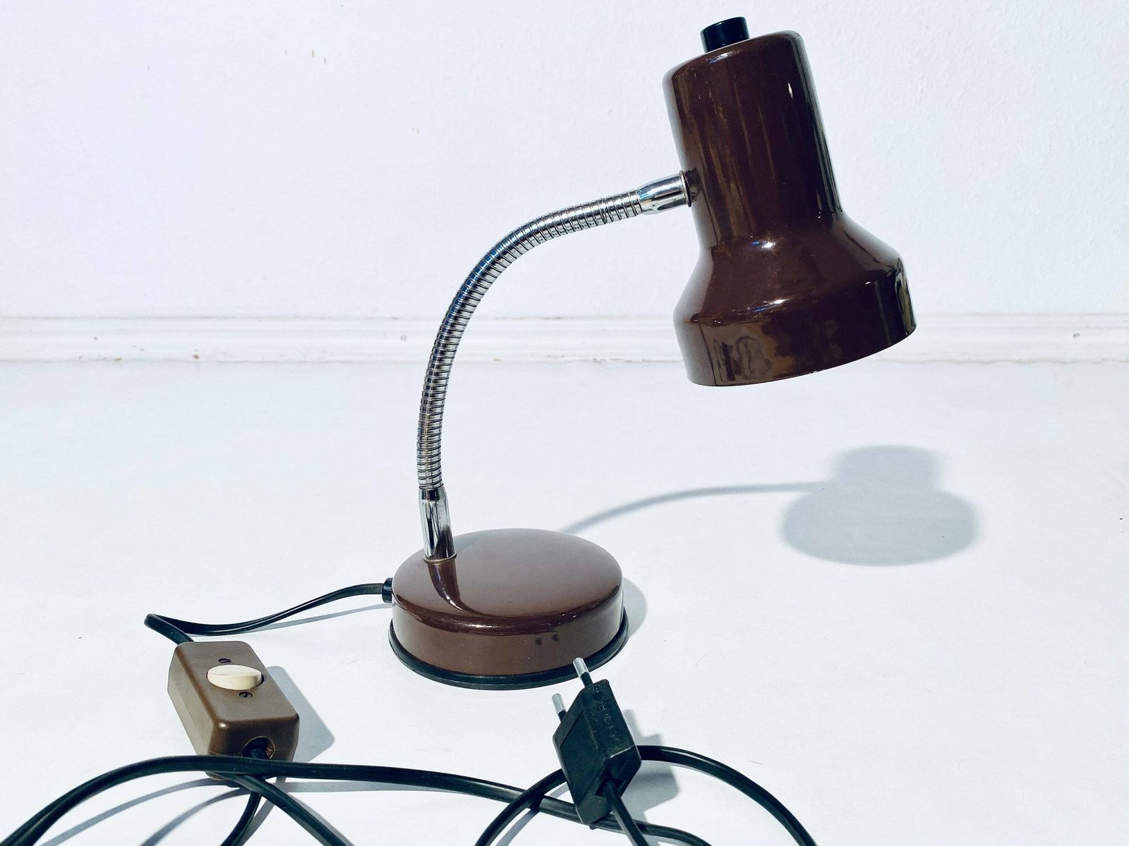 Veneta Lumi Brown Metal Table Lamp Space Age / Vintage Decor 1970s photo buy