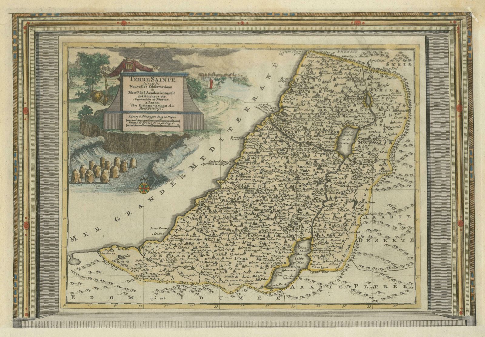 Antique Map Of The Holy Land With Picture Frame Border photo for sale