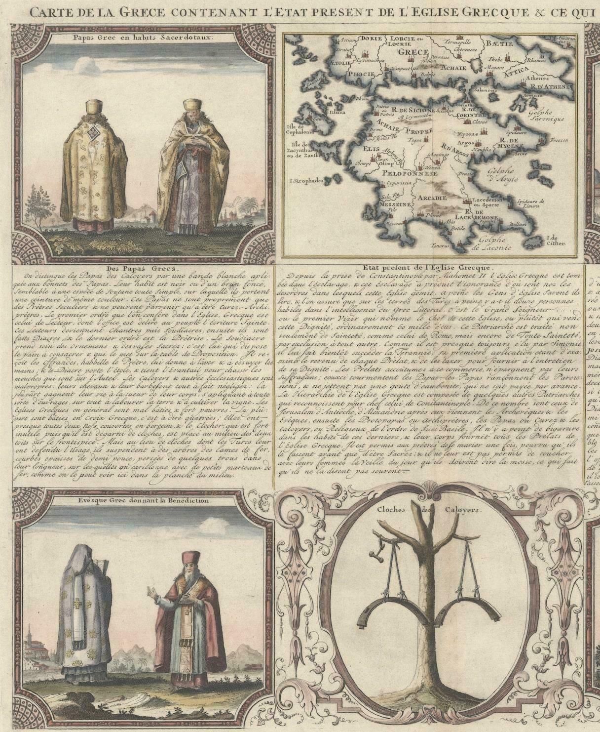 Small Map Of Southern Greece Together With Five Greek Religious Scenes, Ca.1720 photo furniture