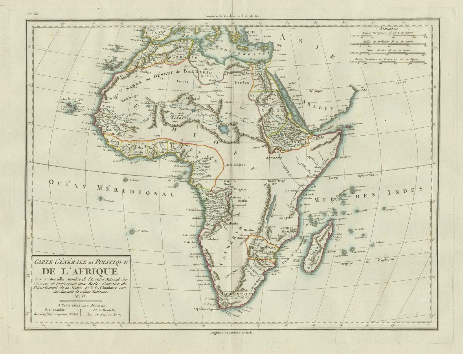 Antique Map Of Africa With Mountain Ranges And Other Details photo for sale