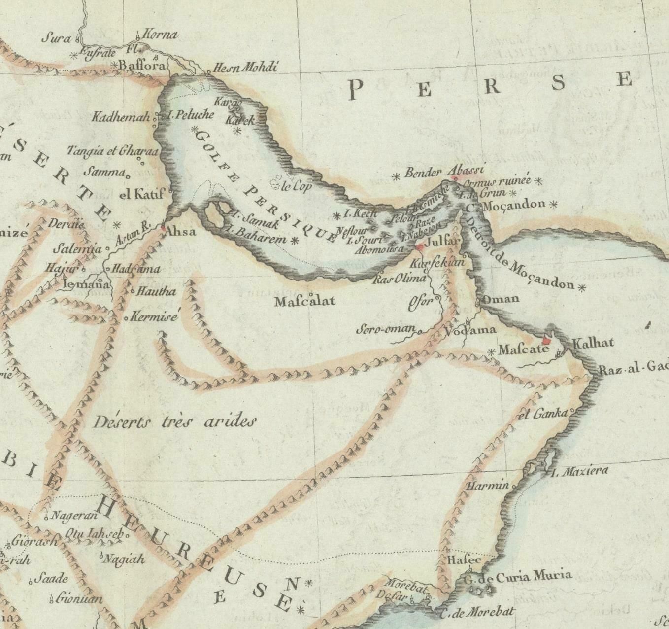 Old Map Of The Arabian Peninsula With Parts Of Egypt, Sudan, Eritrea & Ethiopia photo furniture