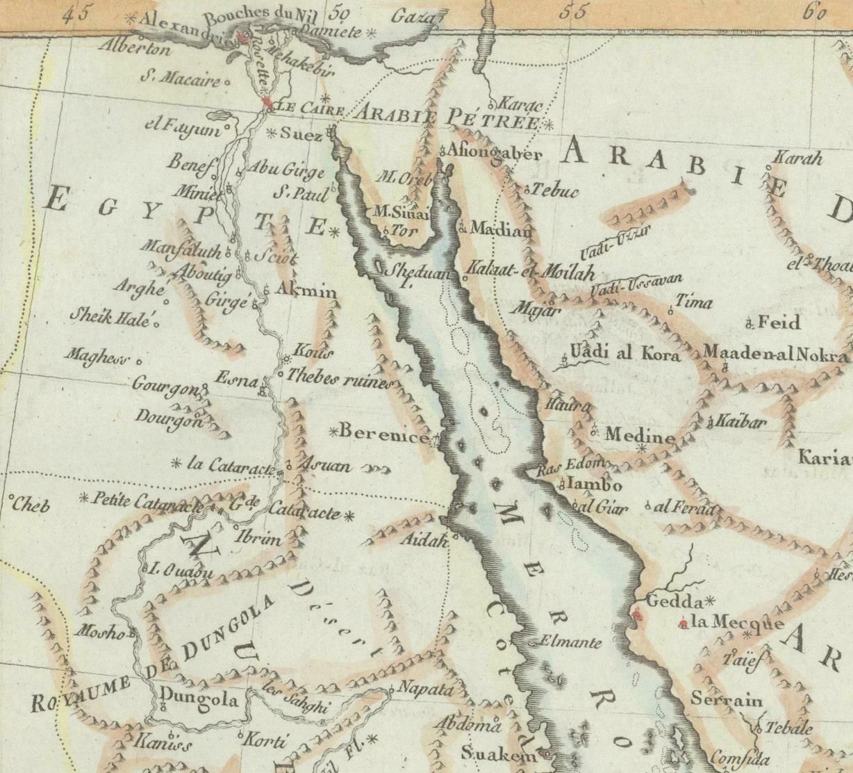 Old Map Of The Arabian Peninsula With Parts Of Egypt, Sudan, Eritrea & Ethiopia photo Art