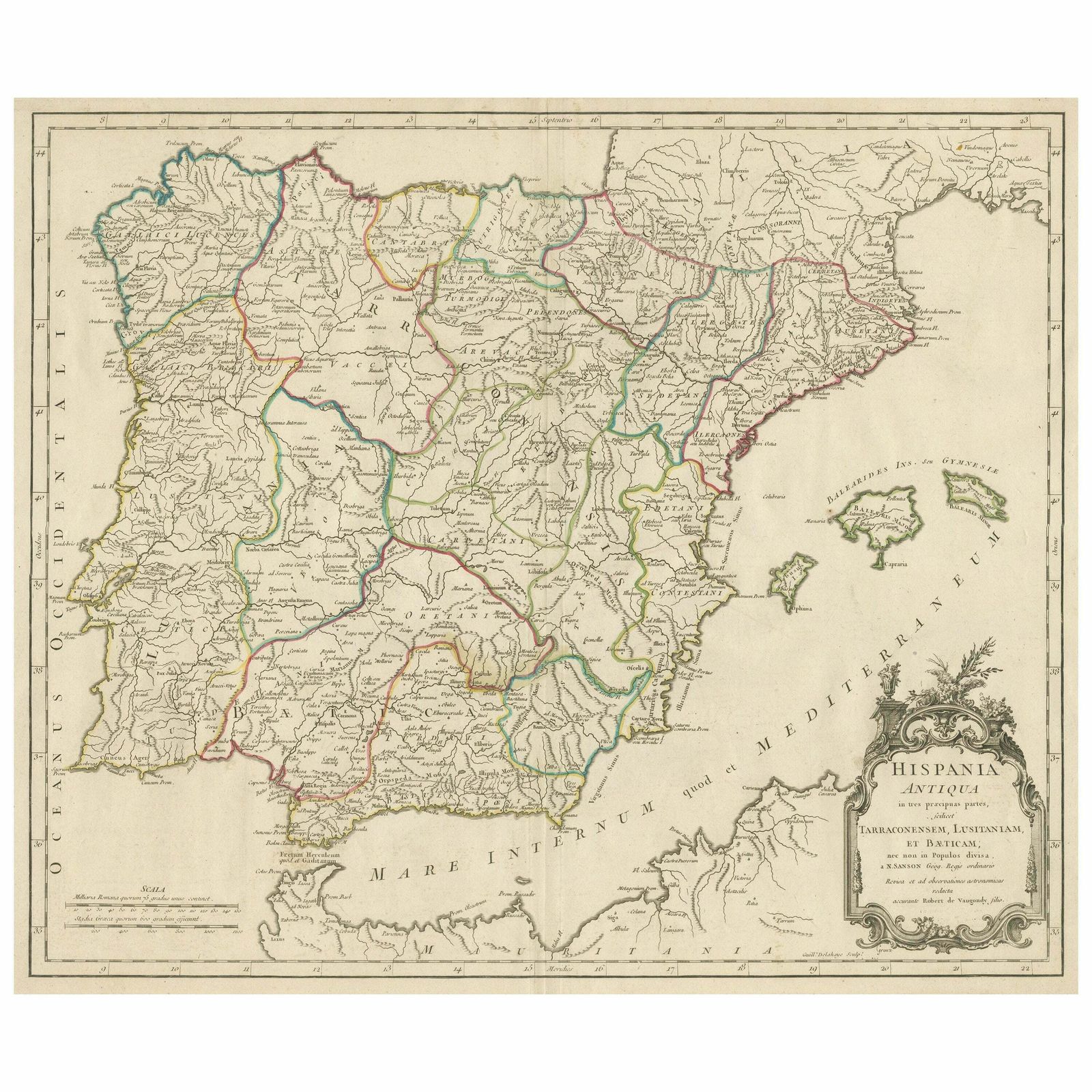 Large Antique Map Of Ancient Spain And Portugal