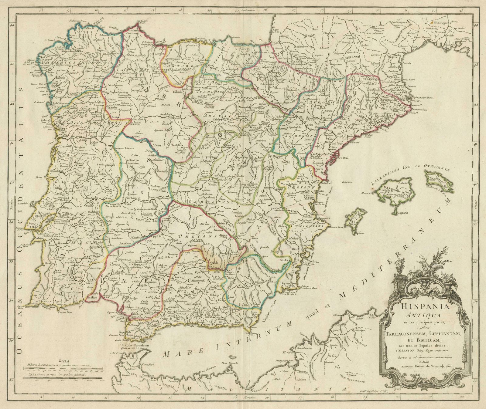 Large Antique Map Of Ancient Spain And Portugal photo for sale