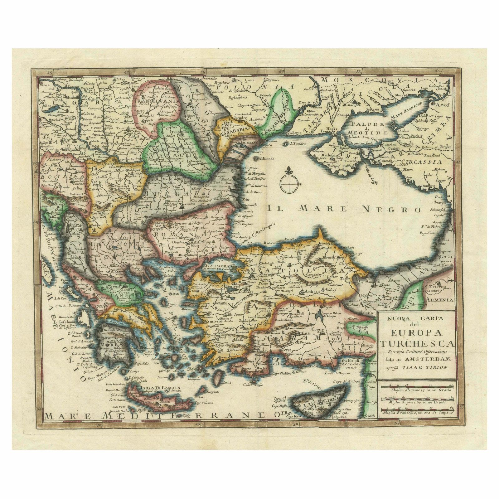 Detailed Antique Map Of The Black Sea, Balkans And Asia Minor