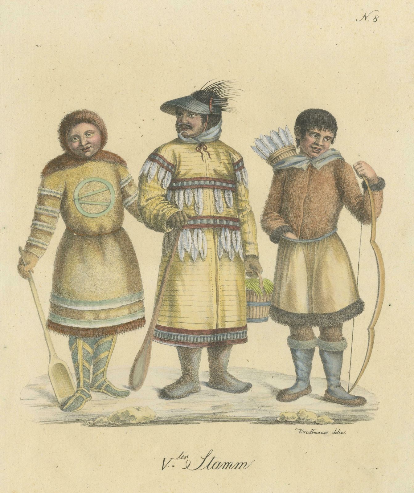 Antique Print Of A Man From Unalaska, Nenet Woman And An Eskimo photo for sale