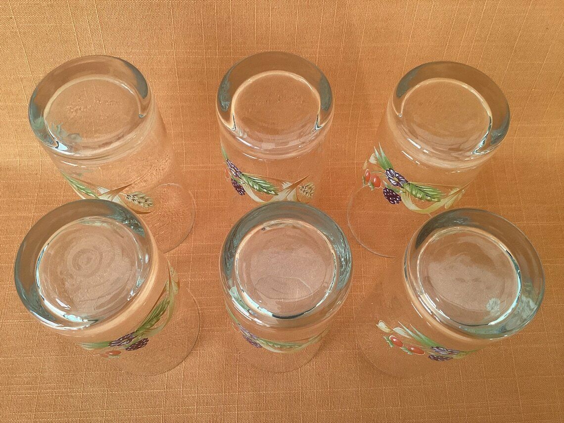 St Michael Harvest Glasses (Set Of 6), Rare St Michael Tall Glasses From The Harvest Range, Retro Highball Glasses, Retro Marks And Spencer photo vintage