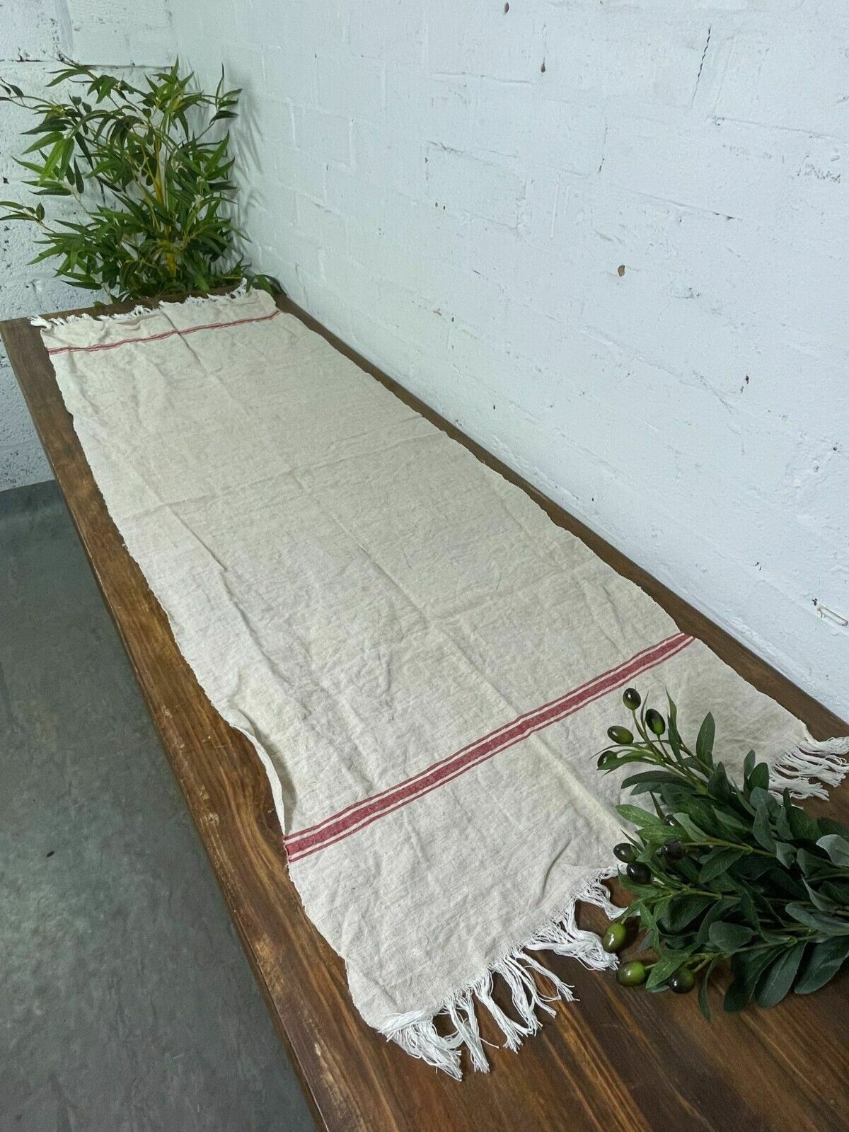 Large Vintage Antique French Hungarian Hemp Linen Table Cloth Upholstery Fabric photo 60.0