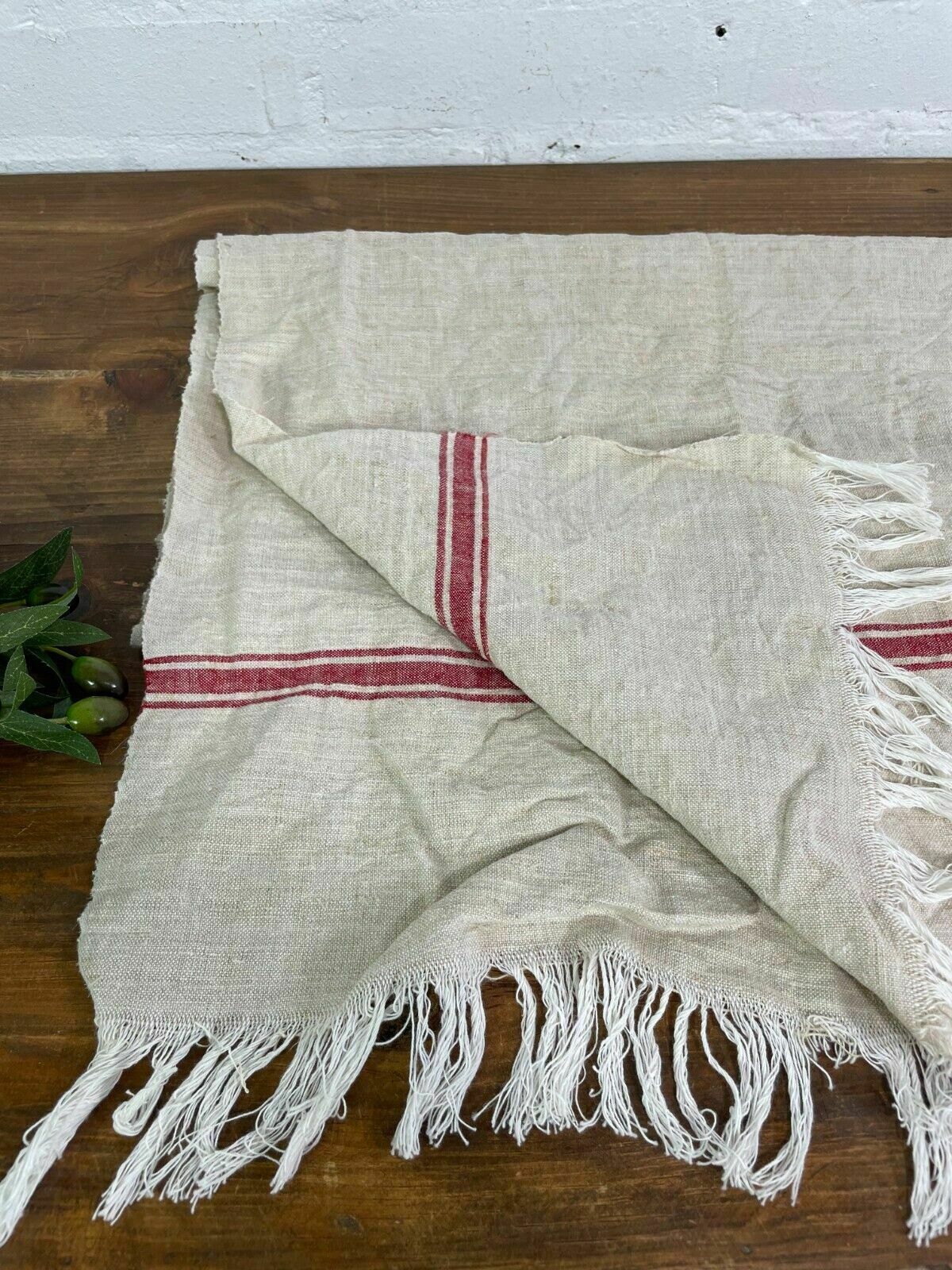 Large Vintage Antique French Hungarian Hemp Linen Table Cloth Upholstery Fabric photo vinterior