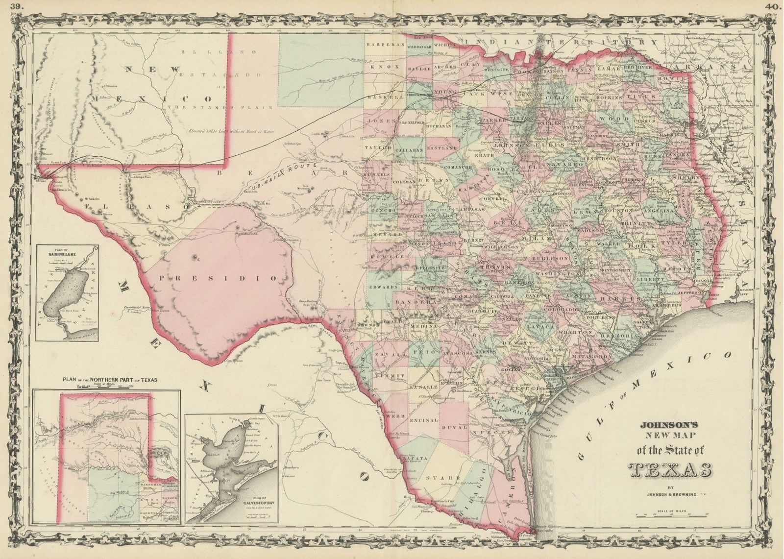 Large Antique Map Of The State Of Texas photo for sale