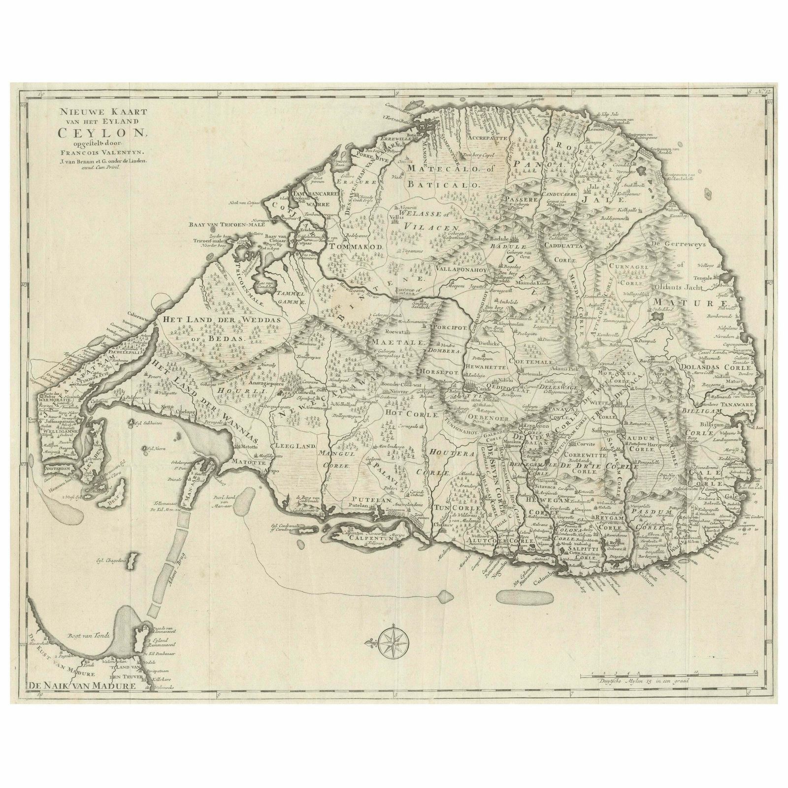 Large Antique Map Of Ceylon, Sri Lanka