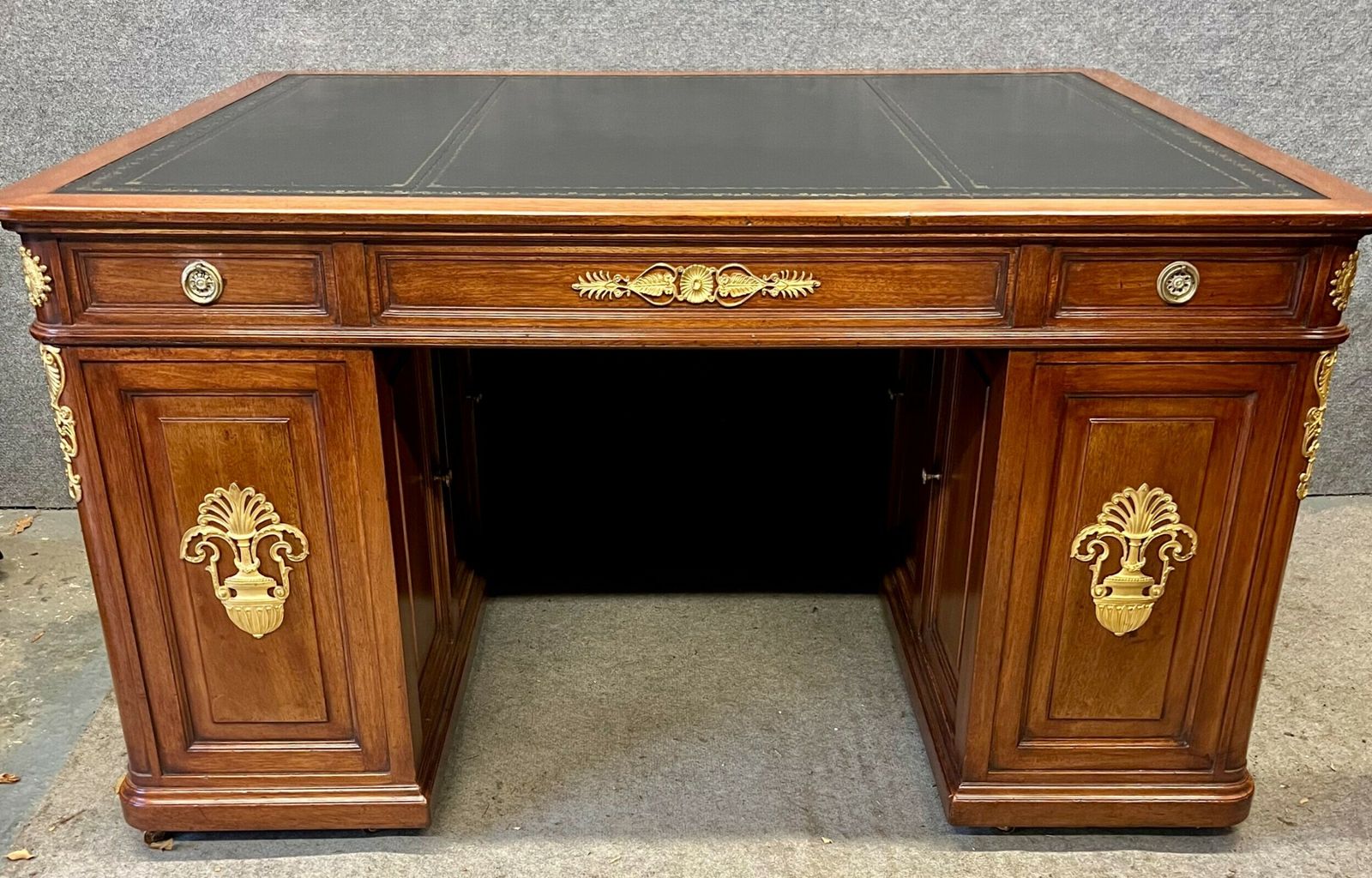 3245.0 Stunning Large Antique French Mahogany & Ormolu Mounted Desk photo