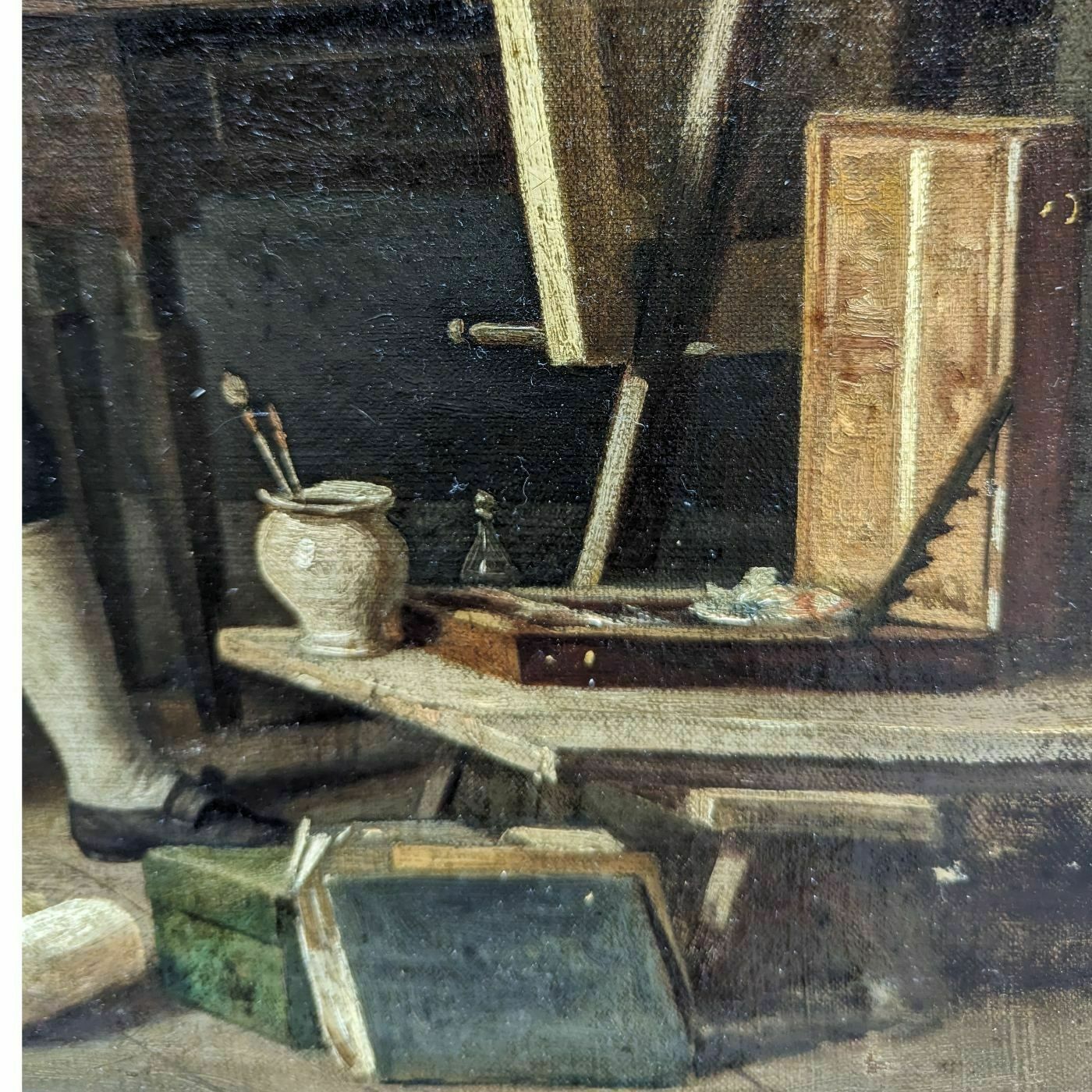 Oil On Canvas 19th Century Artist's Studio photo vintage