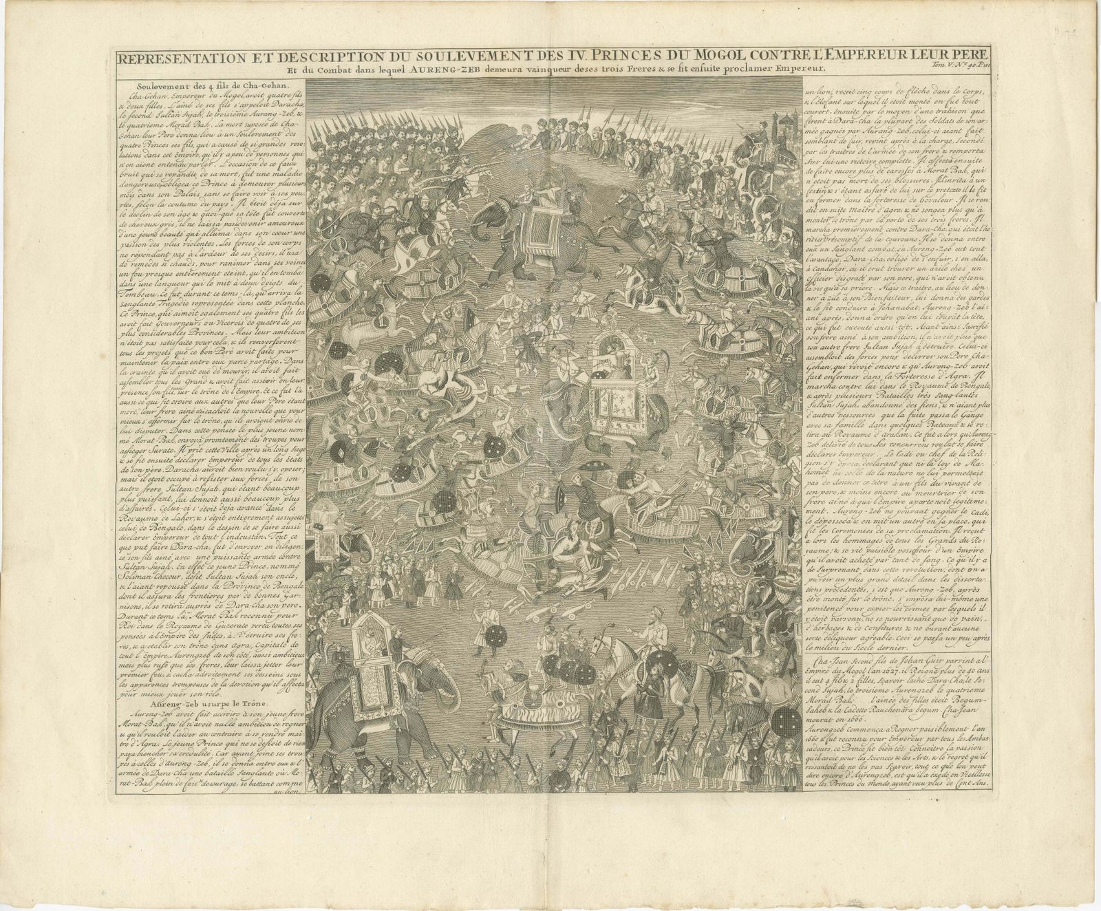 Antique Print Of A Grand Battle Between The Princes Of The Mughal Empire photo furniture