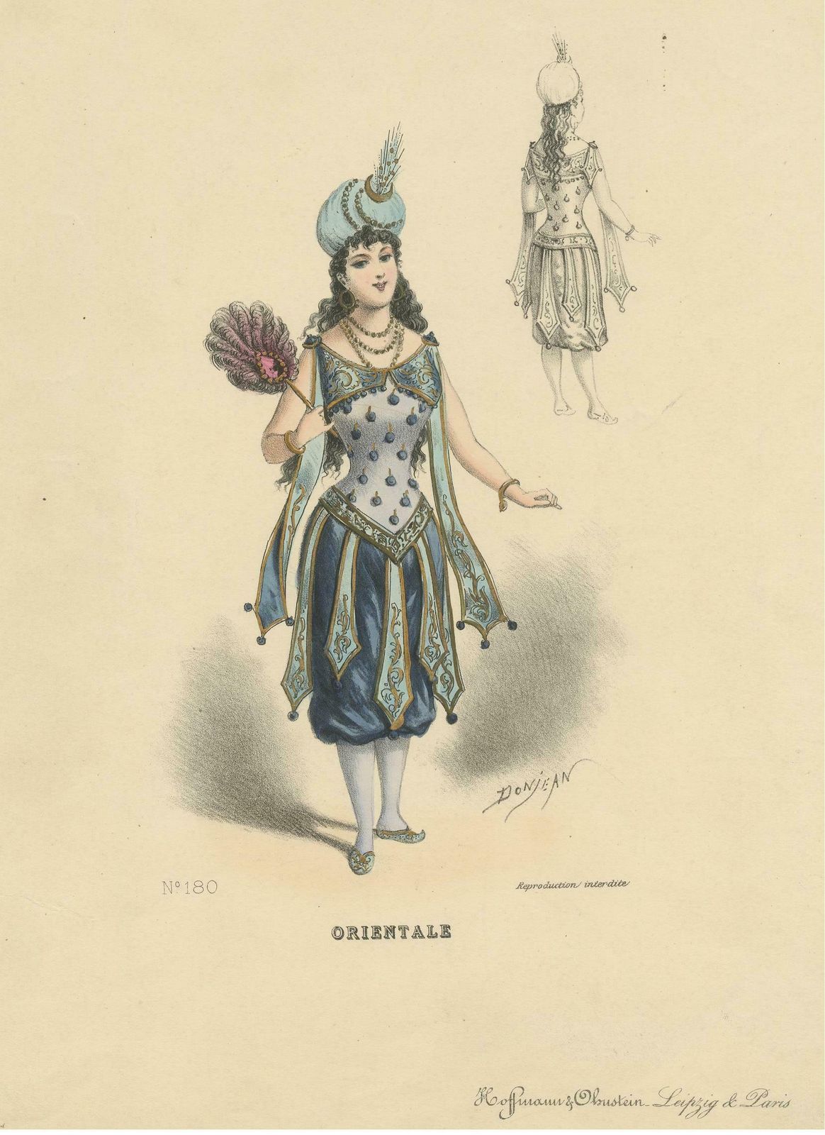 Antique Print Of A Woman In Oriental Costume photo for sale