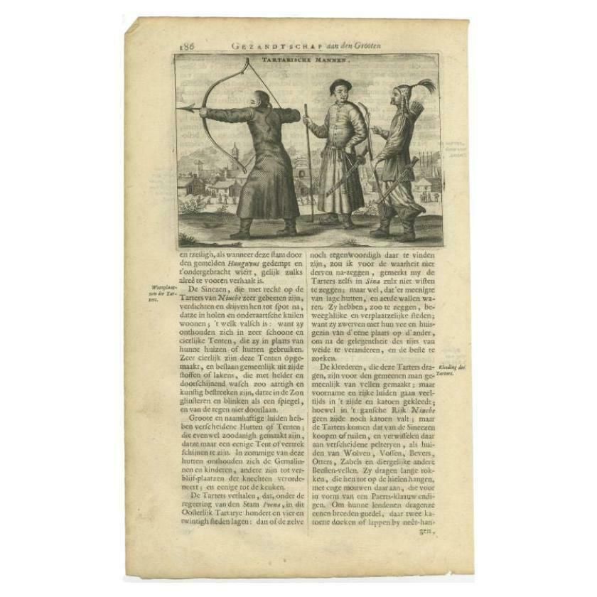 Antique Print Of Three Men From Tartary By Nieuhof, 1665 photo furniture