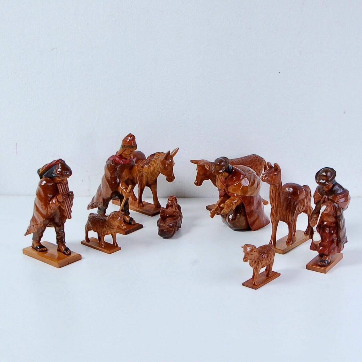 Nativity Wooden Carved Figurines Ethnic Nativity Scene Art Latin America Peru photo furniture