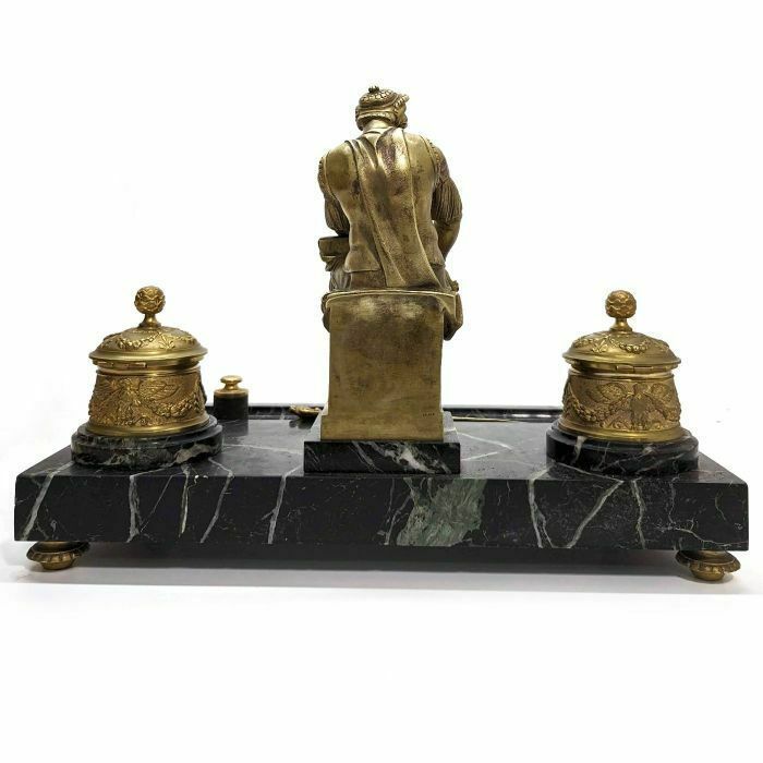 Large Laurent De Medici Inkwell By Michelangelo Green Marble photo buy