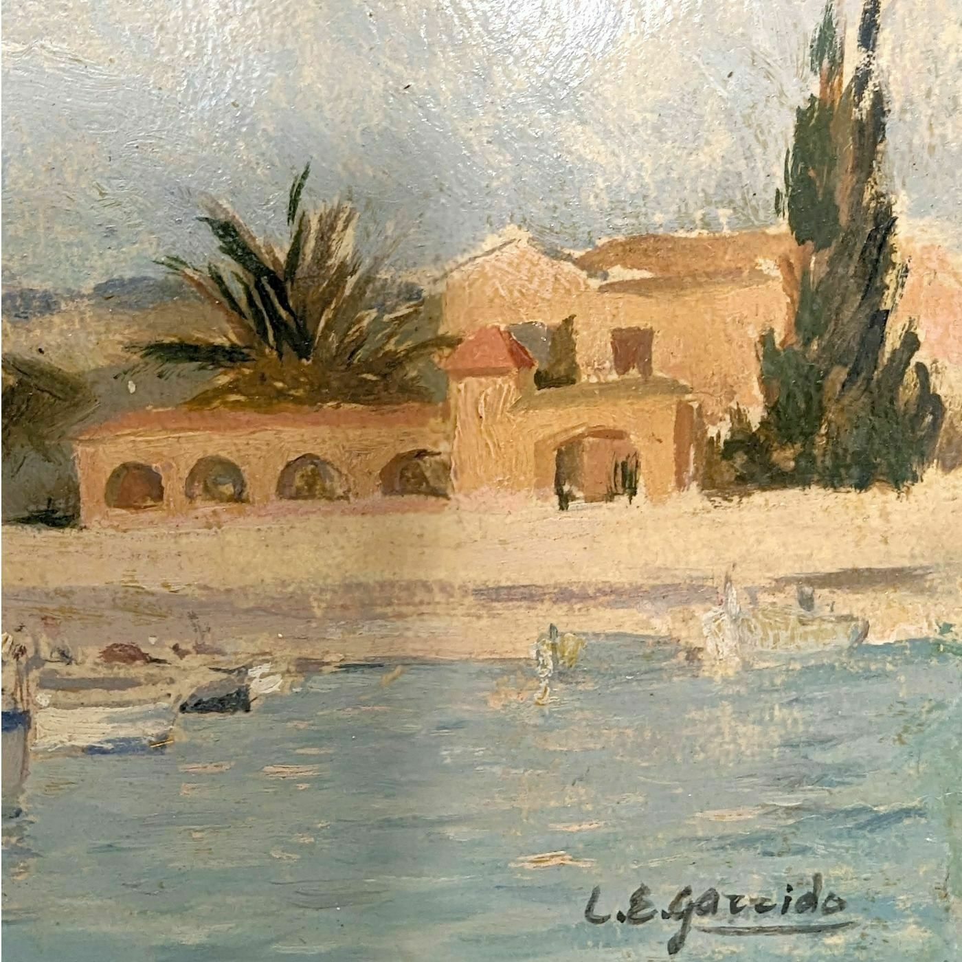 Louis Edouard Garrido Oil On Seaside Paper photo Art