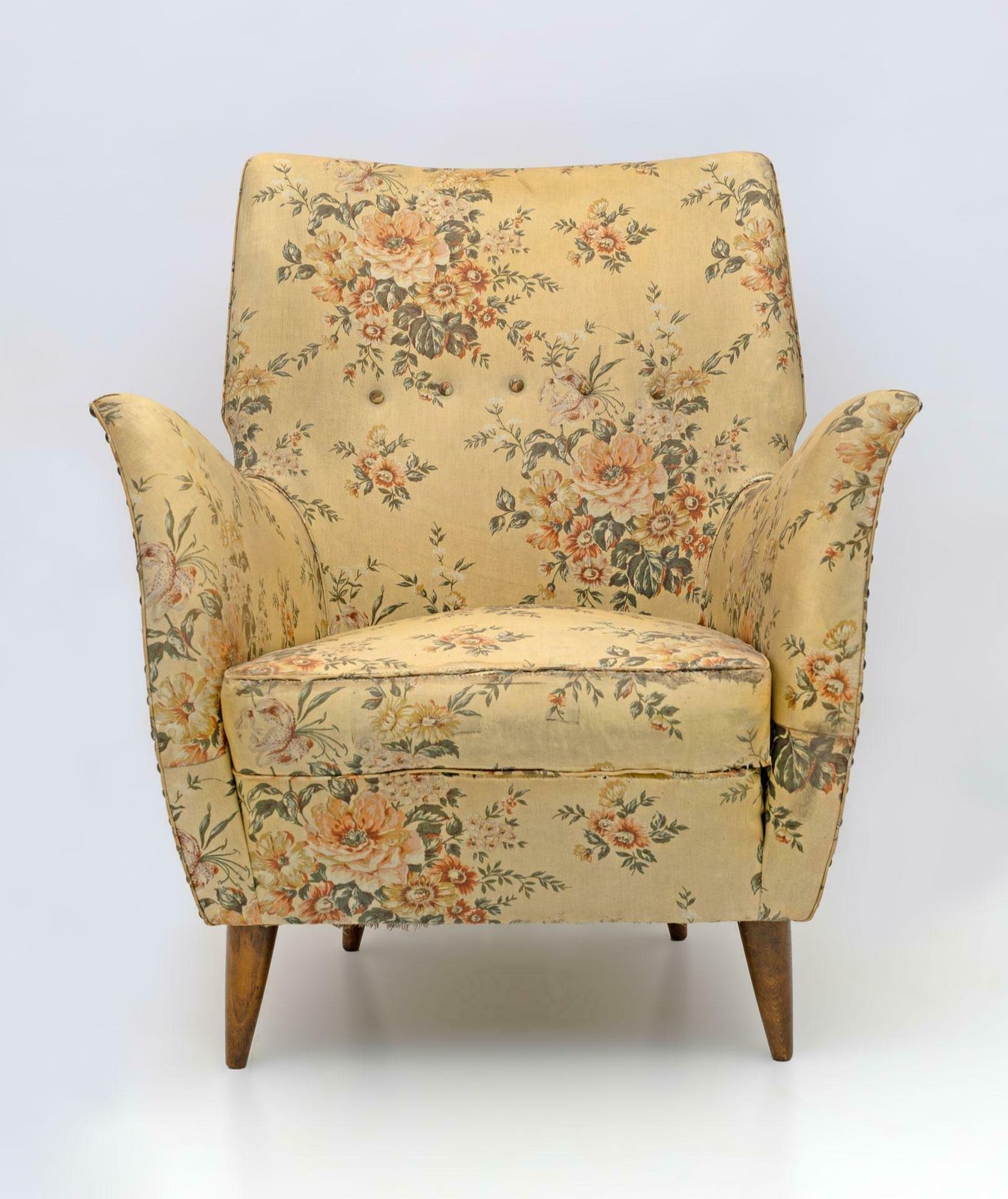 Attributed To Gio Ponti Mid Century Modern Italian Armchairs By Isa, 1950s, Pair photo for sale