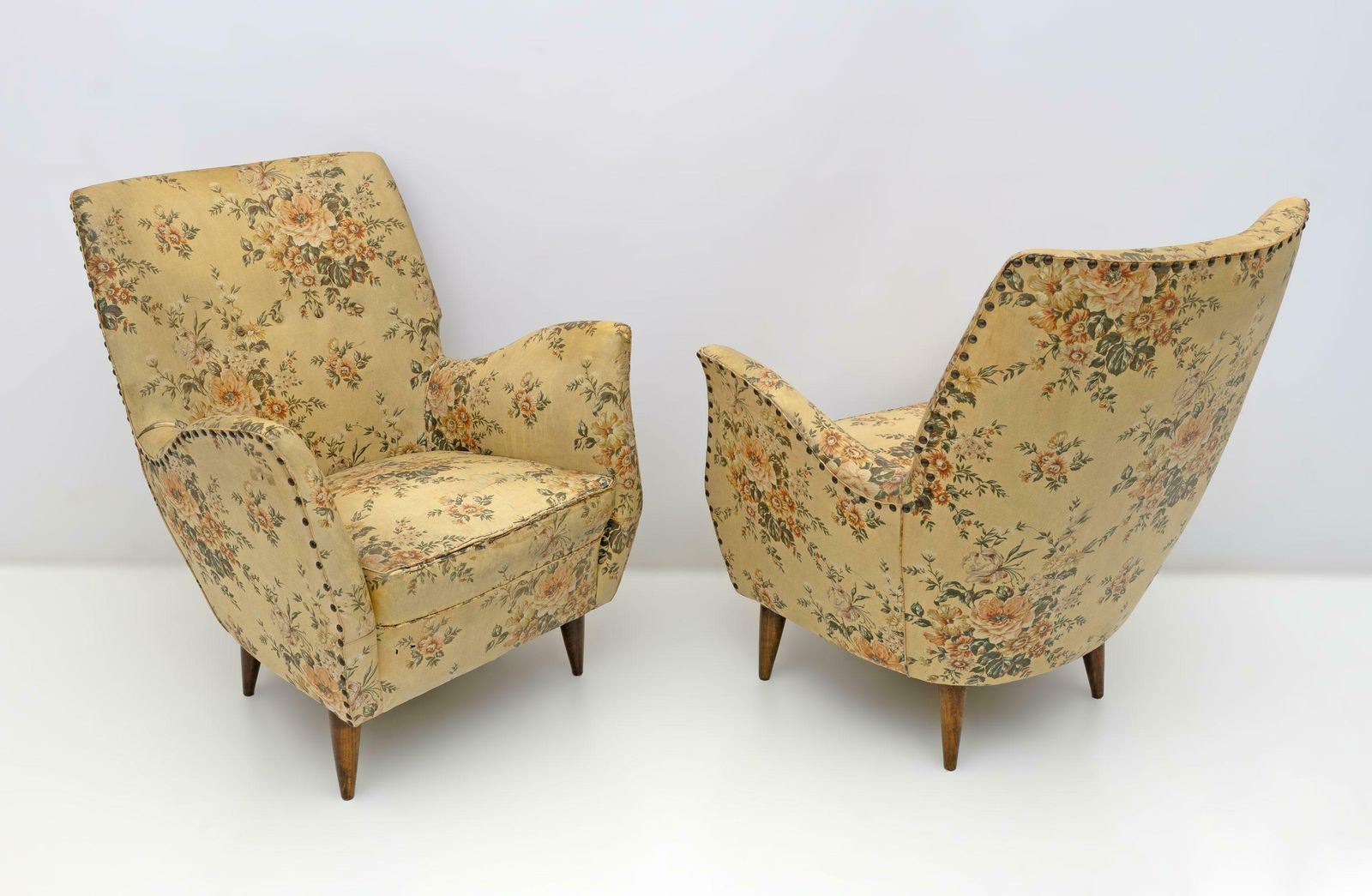 photo for sale Attributed To Gio Ponti Mid Century Modern Italian Armchairs By Isa, 1950s, Pair