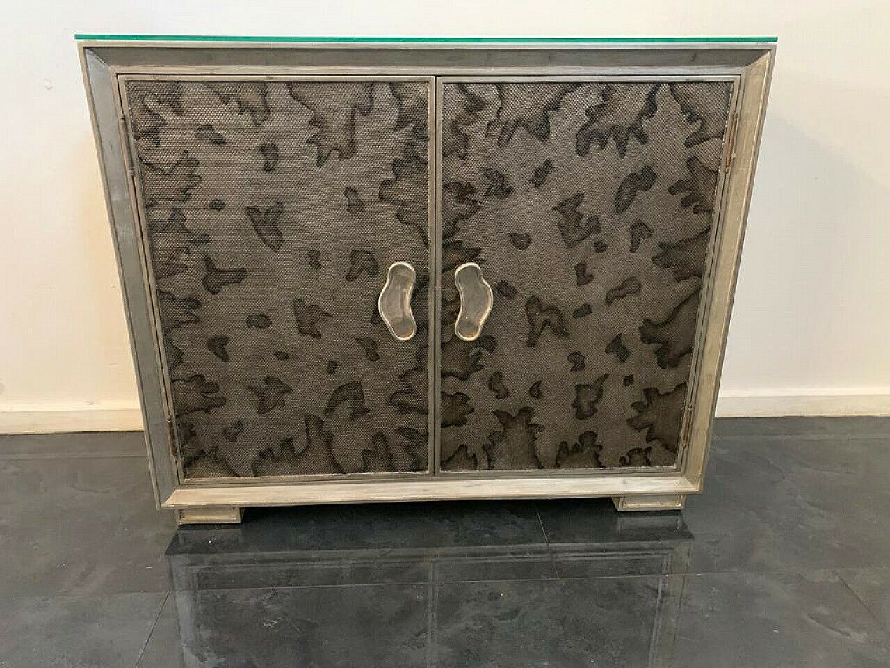 Wood, Metal Leaf And Glass Sideboard By Lam Lee Group, 1980s photo furniture