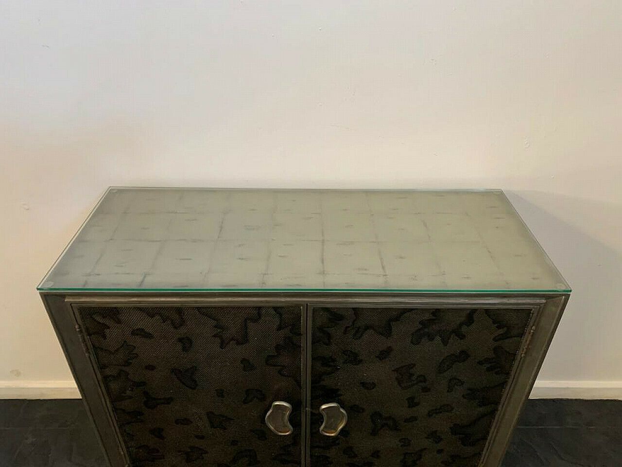 photo furniture Wood, Metal Leaf And Glass Sideboard By Lam Lee Group, 1980s