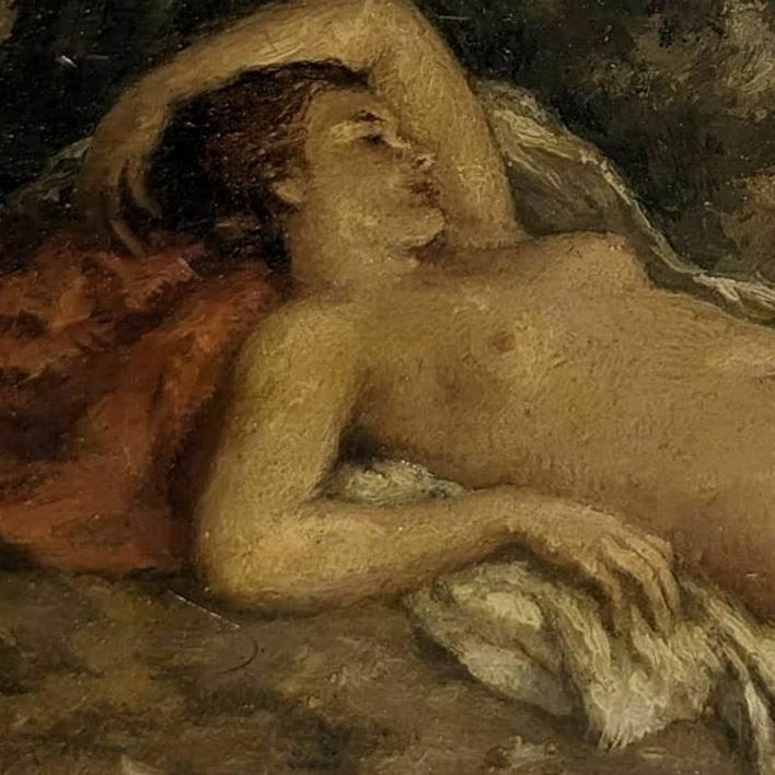 Louis Edouard Garrido Oil On Cardboard Nude Woman photo Art