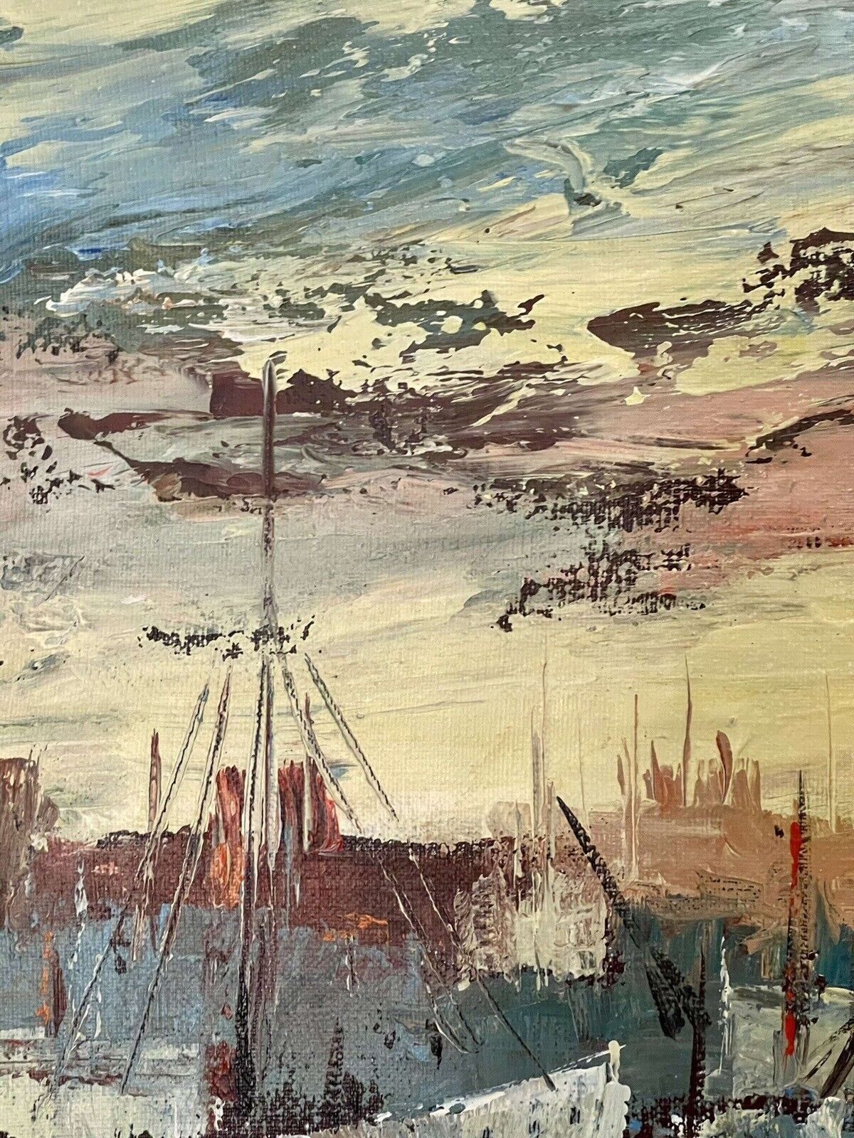 Original Oil By Martin Ocana Spanish Harbour Scene photo Art
