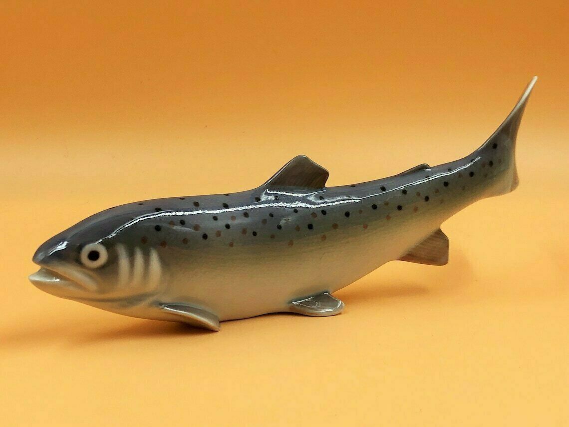Royal Copenhagen Porcelain Rainbow Trout Fish Figurine. No. 136. photo furniture