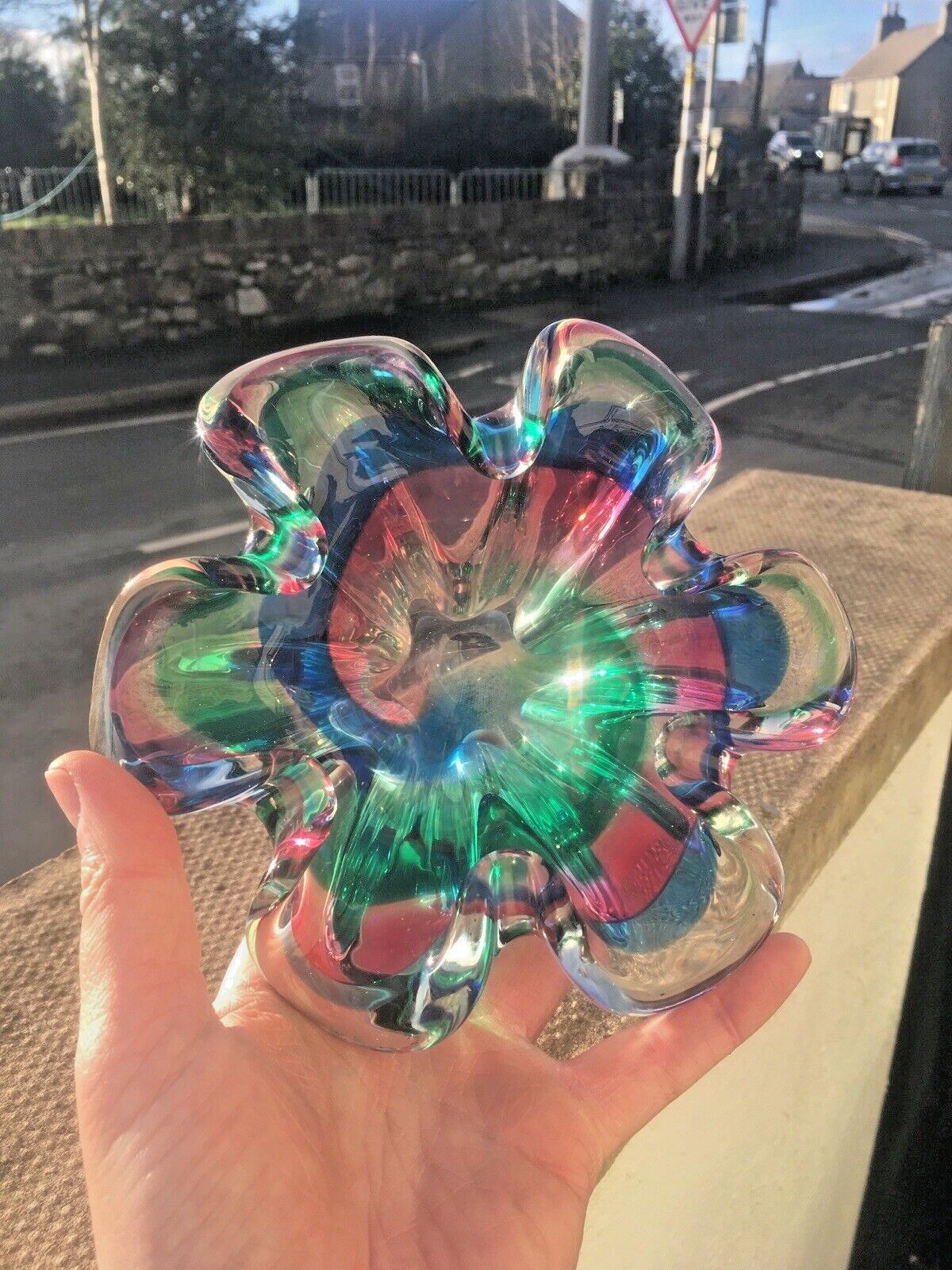 Home Decor Wonderful Retro 70's Multicoloured Art Glass Bowl Iwatsu Hineri Kamei Japan Mcm photo