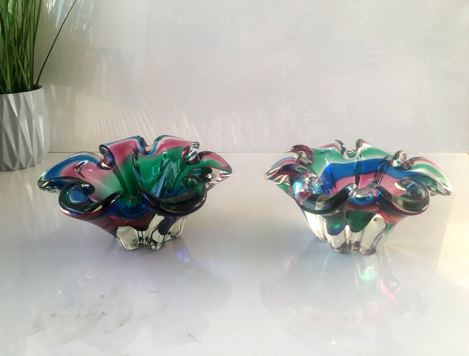 photo vinterior Wonderful Retro 70's Multicoloured Art Glass Bowl Iwatsu Hineri Kamei Japan Mcm