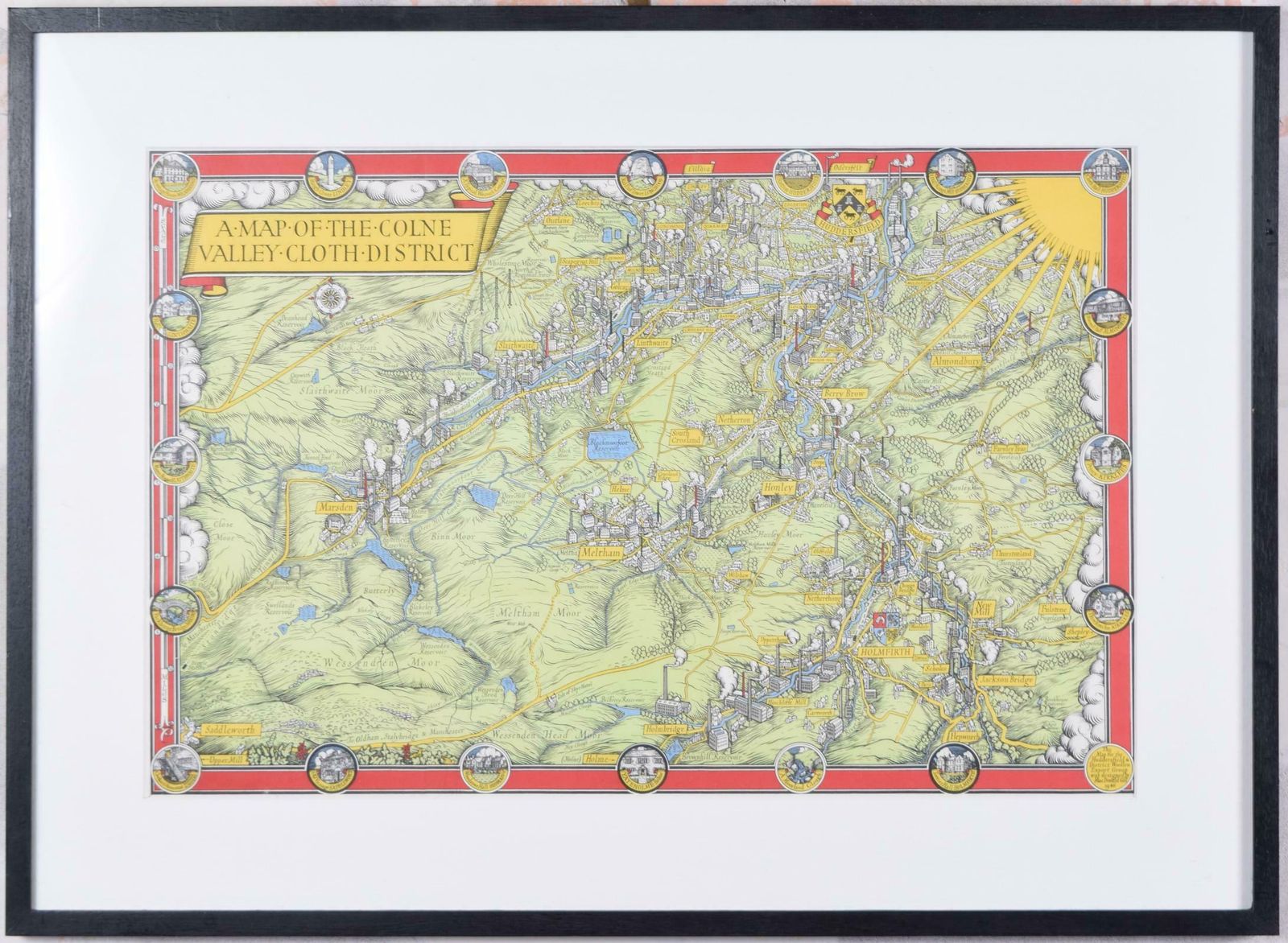 Leslie Macdonald "Max" Gill A Map Of The Colne Valley Cloth District, West Yorkshire By Max Gill 1946
