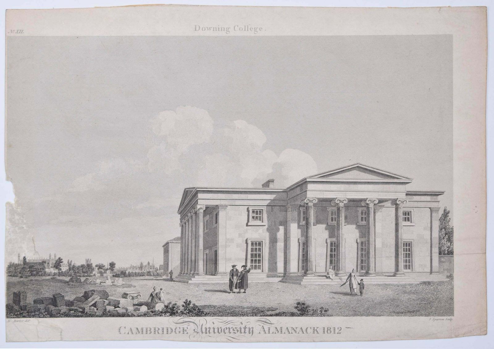 Samuel Sparrow Downing College, Cambridge Engraving By Samuel Sparrow After Henry Barker  1812 photo furniture
