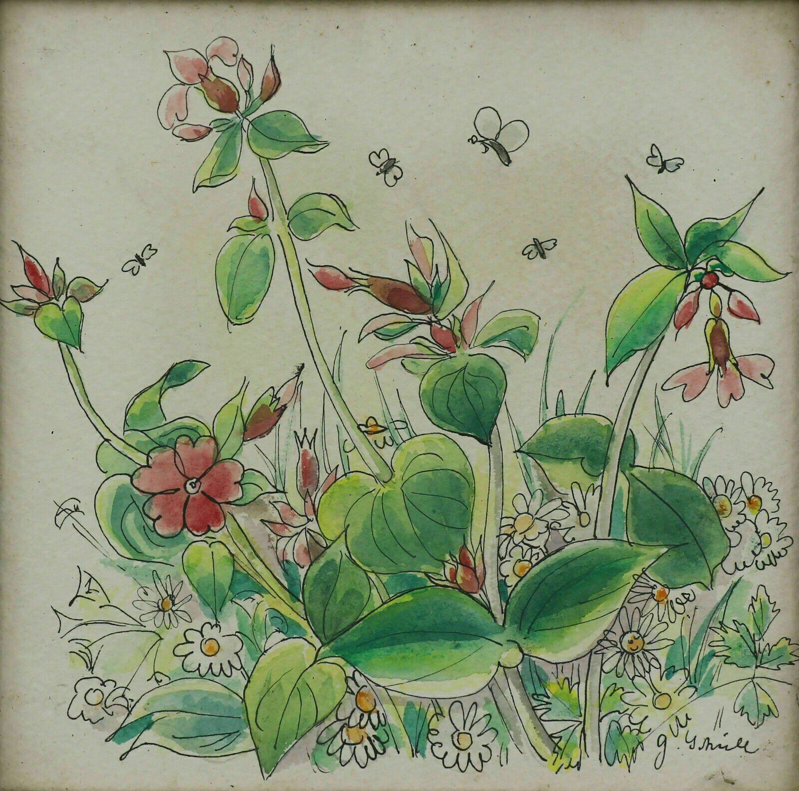 Two Small Watercolours Of Wildflowers Signed. Oxslips And Red Campion photo 50.0