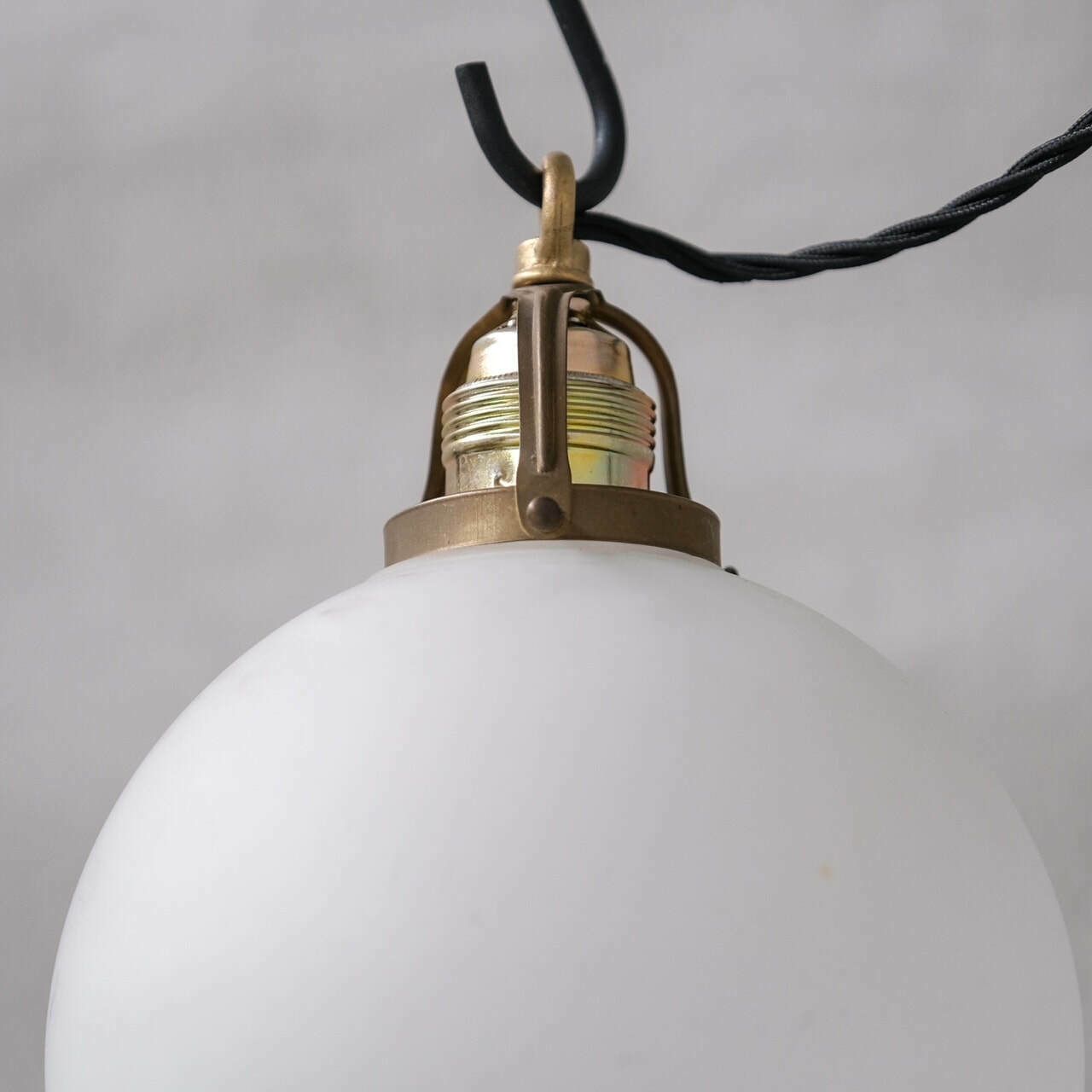 Pair Of French Etched Mid Century Glass Pendant Lights photo for sale