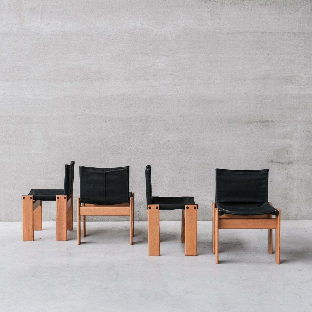 photo vinterior Set Of Four Italian Scarpa 'Monk' Mid Century Dining Chairs